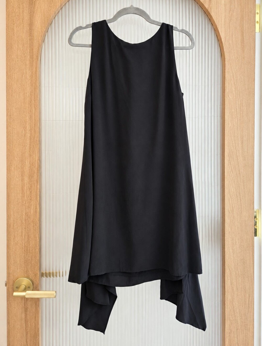 100% Silk Tristan Black Sleeveless Mini Dress with Cape